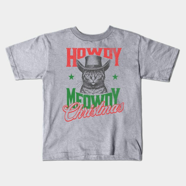 Howdy Meowdy Christmas Kids T-Shirt by susanne.haewss@googlemail.com